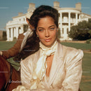Elegant Woman in Vintage Fashion by Luxurious Estate