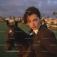 Elegant Woman with Horse During a Chic Polo Event