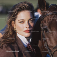 Elegant Woman with Brown Horse in Equestrian Style