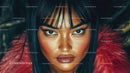 Intense Portrait of a Woman in Red Fur