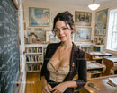 Smiling Teacher in a Vintage Classroom Setting