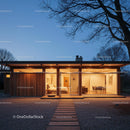 Modern Home with Warm Lighting During Twilight