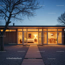 Modern Home with Warm Lighting During Twilight