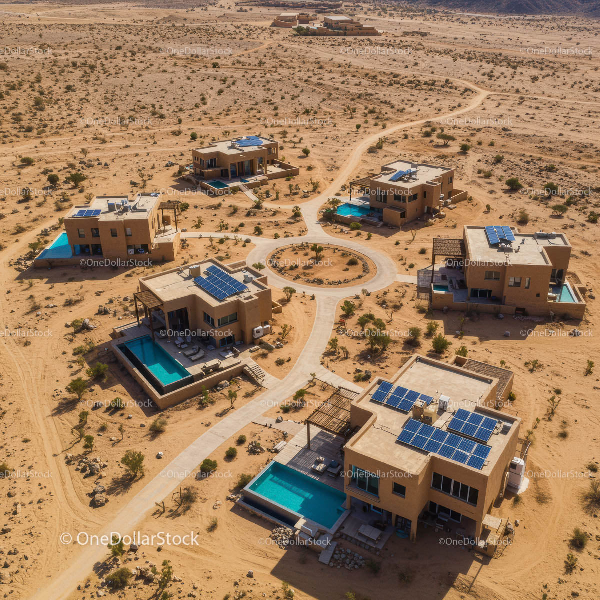 Luxury Desert Villas with Solar Panels and Pools