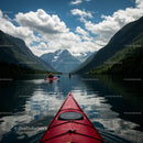Kayaking on a Serene Lake Amidst Majestic Mountains