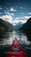 Kayaking Adventure in Serene Norwegian Fjord Landscape