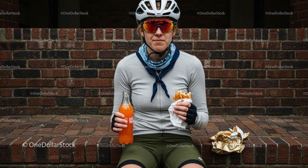 Cyclist Enjoying a Refreshing Break with Orange Soda