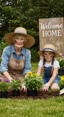 Grandmother and Granddaughter Gardening Together in Summer