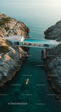 Modern Cliffside Villa with Infinity Pool and Kayak Adventure