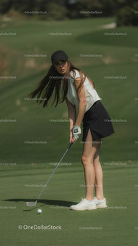 Woman Golfing on a Sunny Green Course