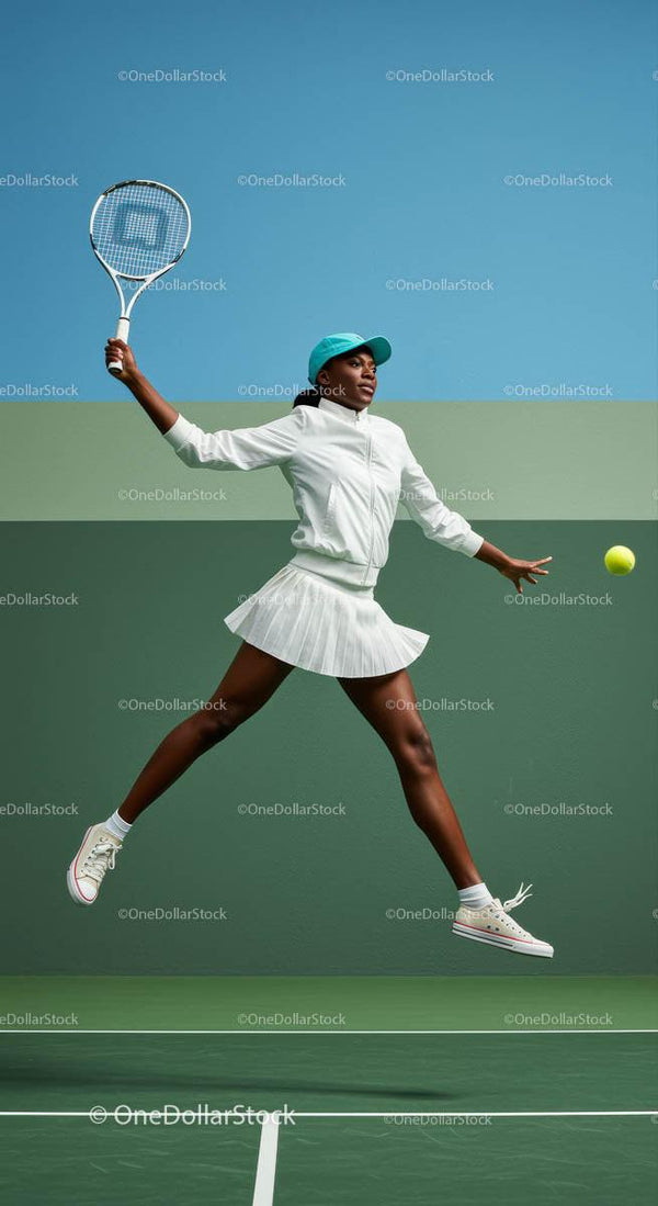 Dynamic Tennis Player in Action on Court