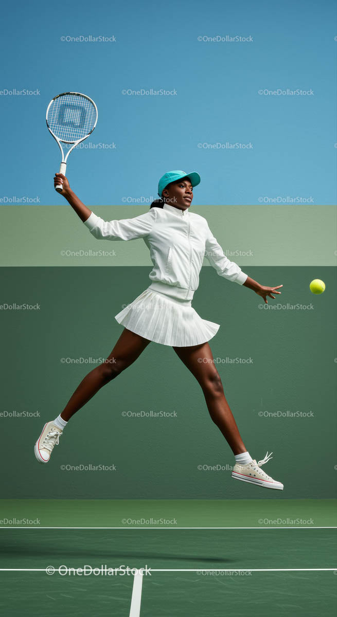 Dynamic Tennis Player in Action on Court