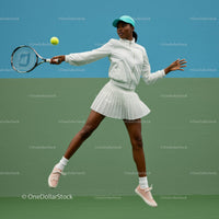 Female Tennis Player in Action on Green Court