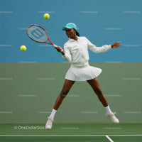 Dynamic Female Tennis Player in Action on Court