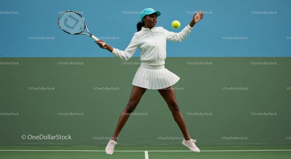 Female Tennis Player in Action on Court