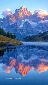 Majestic Mountain Range Reflected on a Serene Alpine Lake