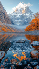 Majestic Snow-Capped Mountain Reflected in Tranquil Lake