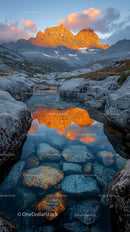 Majestic Mountain Reflections at Sunset in Tranquil Landscape