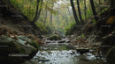 Peaceful Forest Stream with Autumn Foliage