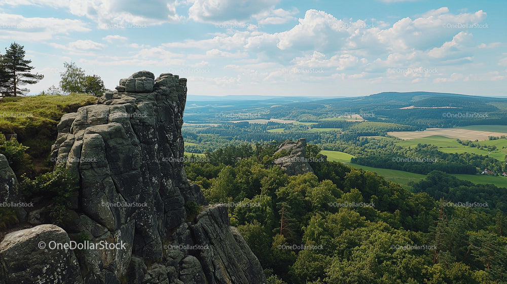 Scenic View of Rocky Cliffs and Verdant Landscape