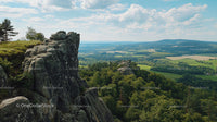 Scenic View of Rocky Cliffs and Verdant Landscape