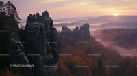 Majestic Rocky Landscape Under Stunning Sunrise