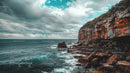 Dramatic Rocky Coastline with Cliff and Ocean Waves