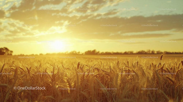 Golden Wheat Field at Sunset Casting Warm Glow