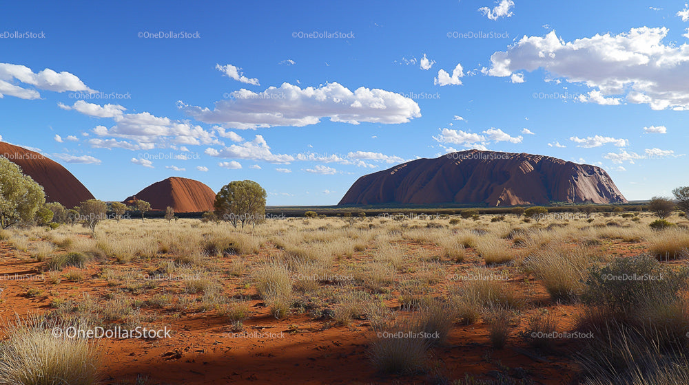 Majestic Uluru Against Vibrant Blue Sky in Australian Outback