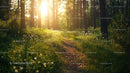Sunlit Pathway Through a Tranquil Forest