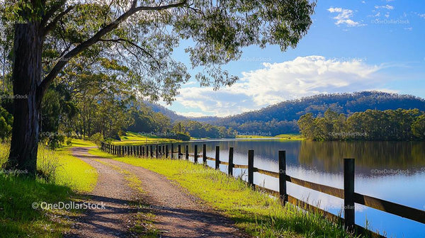 Tranquil Nature Trail by a Reflective Lake