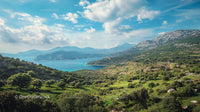 Lush Landscape with Mountains and Azure Sea
