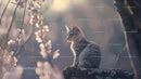 Tabby Kitten Amidst Blooming Cherry Blossoms in Soft Light