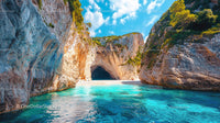 Majestic Sea Cave and Turquoise Waters Under a Blue Sky