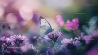 Butterfly Resting on Purple Flowers in a Dreamy Meadow