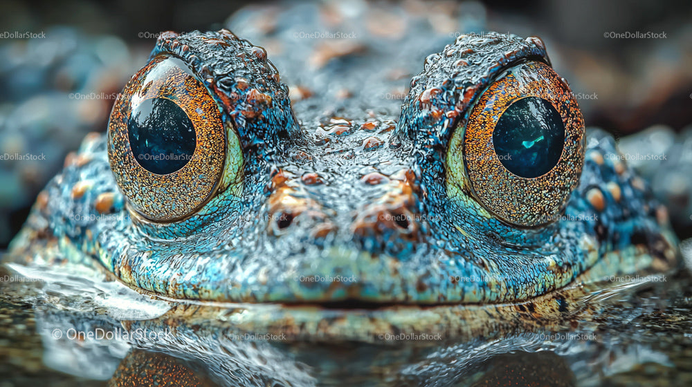 Close-Up of Frog's Eyes in Vibrant Colors