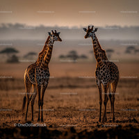 Majestic Giraffes at Sunset in the African Savannah