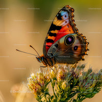 Vibrant Peacock Butterfly on Wildflower Blossom