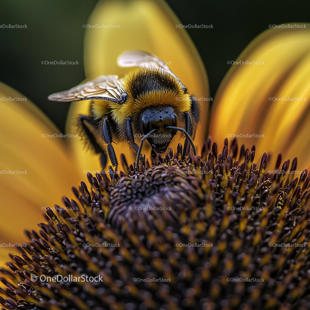 Bumblebee Pollinating a Vibrant Sunflower