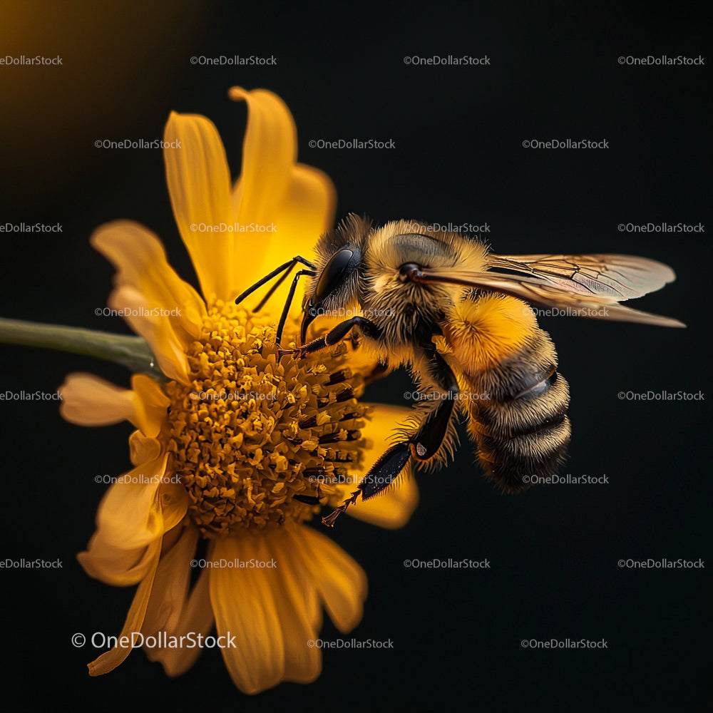Honeybee on Bright Yellow Flower During Pollination