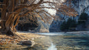 Tranquil River Flowing Through Rocky Forest Landscape