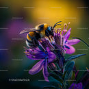 Bumblebee Delicately Feasting on Purple Flower