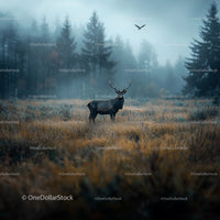 Majestic Deer in Misty Autumn Forest