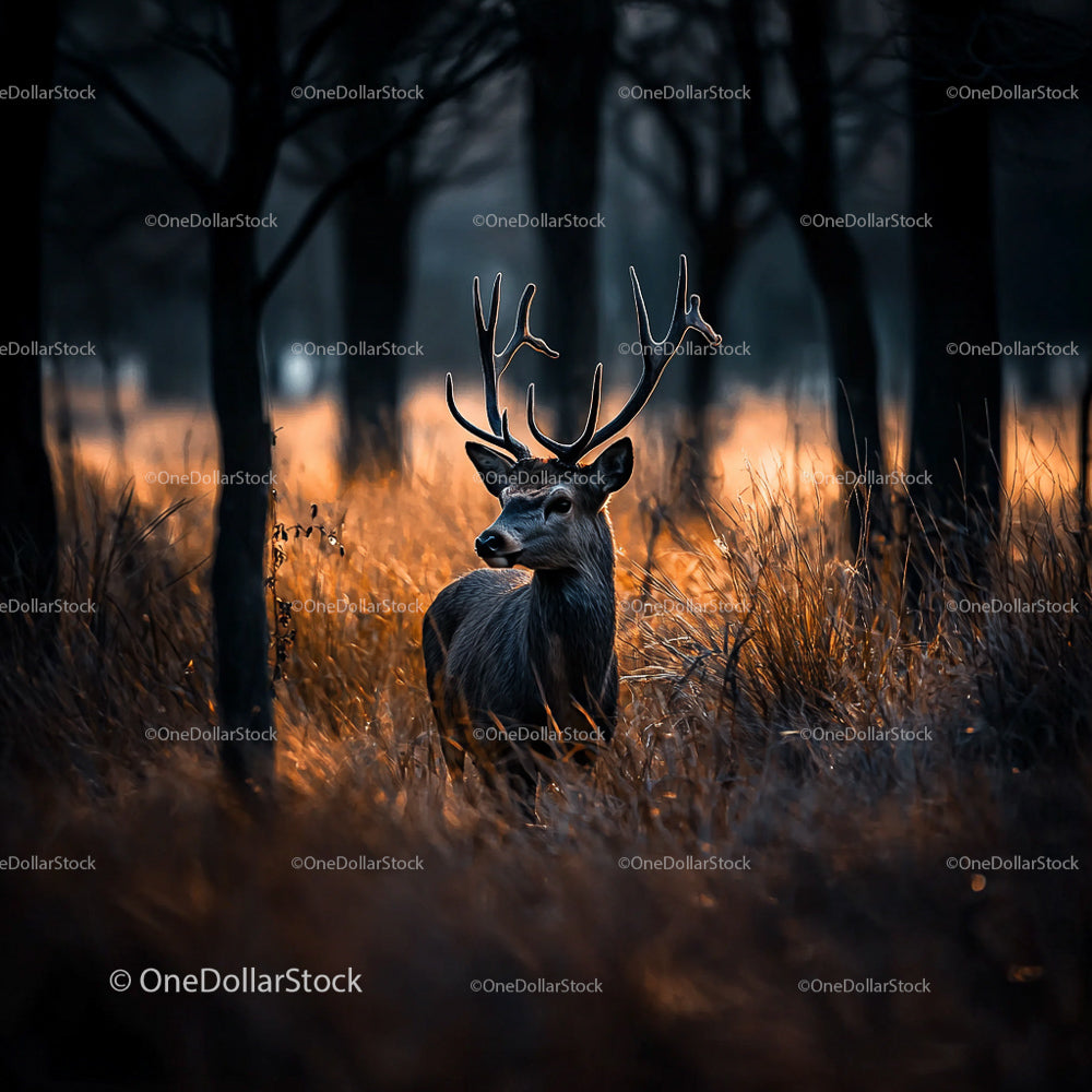 Majestic Deer in Twilight Forest