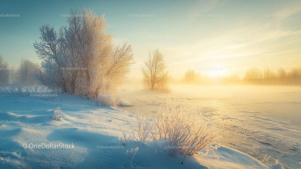Sunlit Frost in a Winter Wonderland at Sunrise