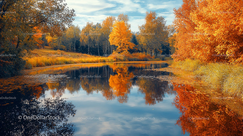 Autumn Reflections on a Tranquil Pond