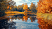 Autumn Reflections on a Tranquil Pond