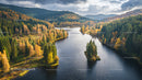 Tranquil River Winding Through an Autumnal Forest Landscape