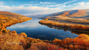 Vibrant Autumn River Valley with Scenic Reflections
