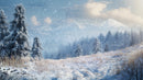 Snow-Covered Pines with Majestic Mountain Backdrop